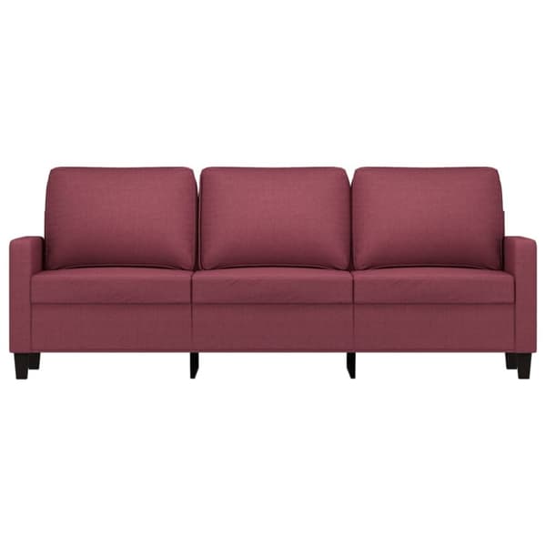 3-sitssoffa vinröd 180 cm tyg