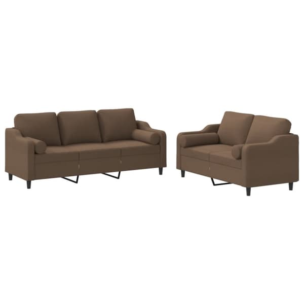 sofasæt 2 dele med puder stof brun