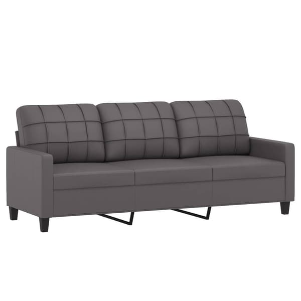 sofasæt 3 dele med puder kunstlæder grå