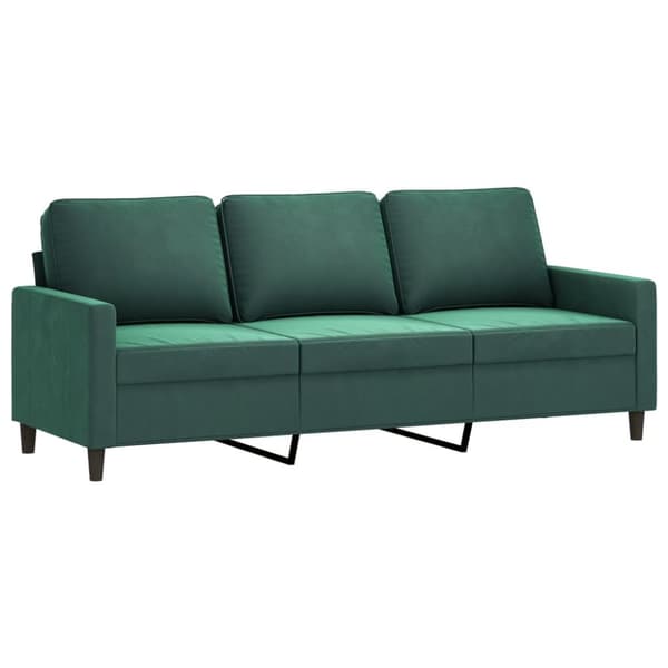sofasæt 3 dele med hynder velour mørkegrøn