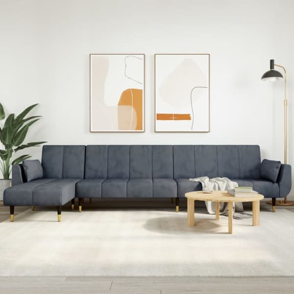 L-formad bäddsoffa mörkgrå 275x140x70 cm sammet