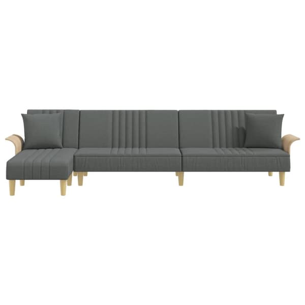 L-formad bäddsoffa mörkgrå 279x140x70 cm tyg