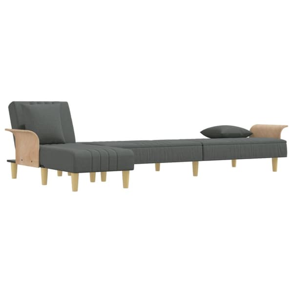 L-formad bäddsoffa mörkgrå 279x140x70 cm tyg