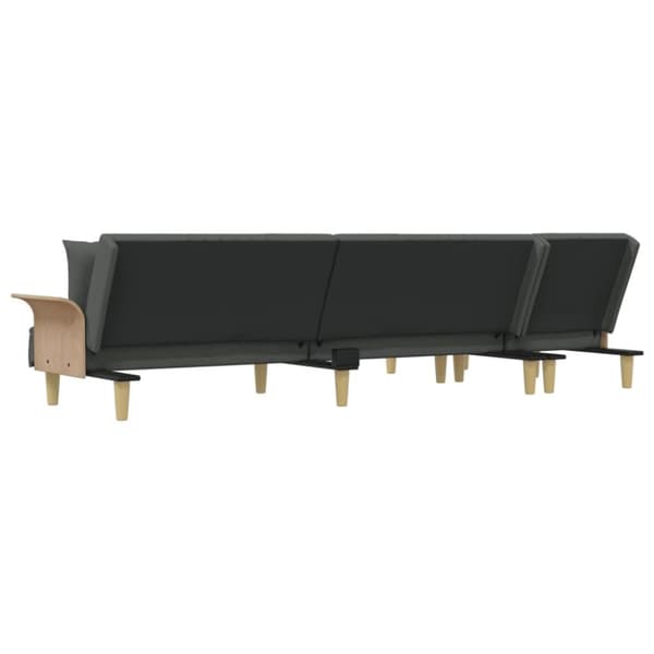 L-formad bäddsoffa mörkgrå 279x140x70 cm tyg
