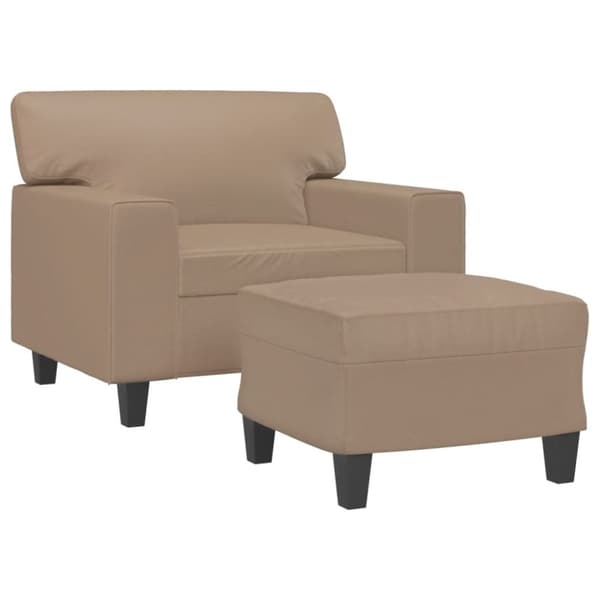 Fåtölj med fotpall Cappuccino 60 cm konstläder