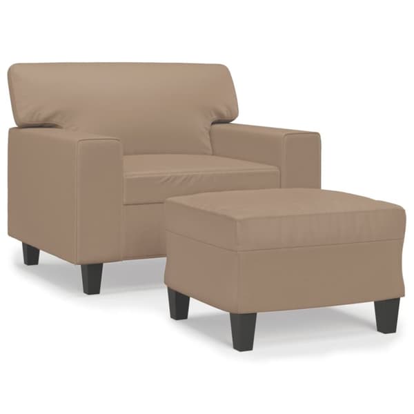 Fåtölj med fotpall Cappuccino 60 cm konstläder