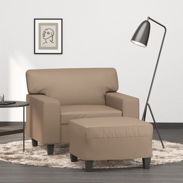Fåtölj med fotpall Cappuccino 60 cm konstläder