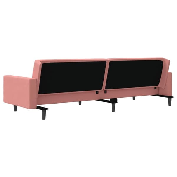 Bäddsoffa 2-sits med två kuddar rosa sammet