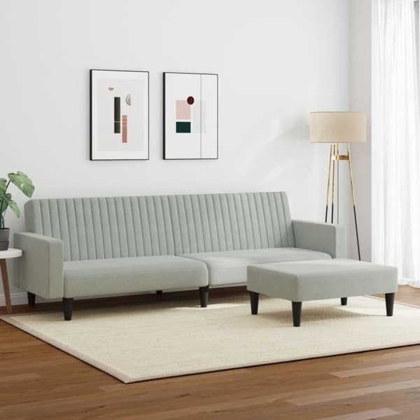2-osainen lounge-setti, vaaleanharmaa, sametti