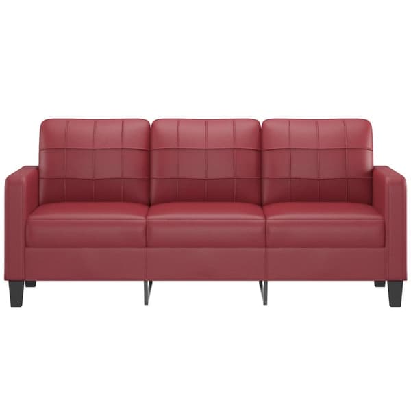 3-sitssoffa vinröd 180 cm konstläder