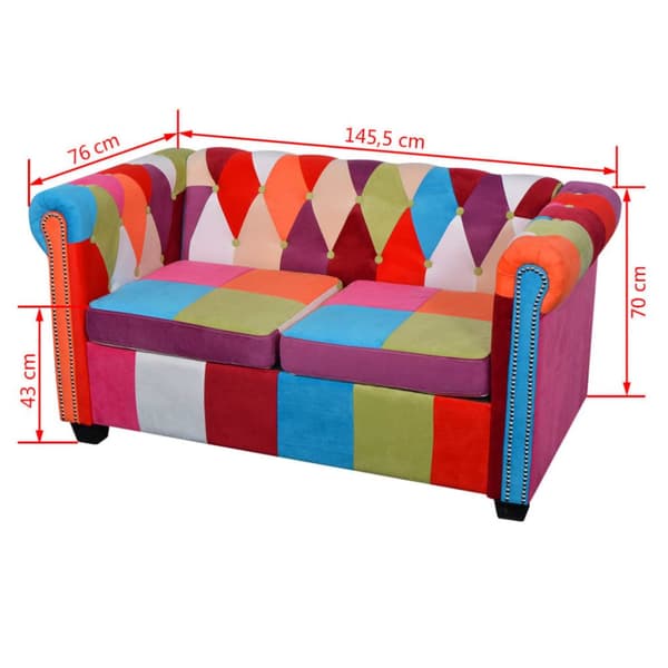 Soffa Chesterfield 2-sits tyg
