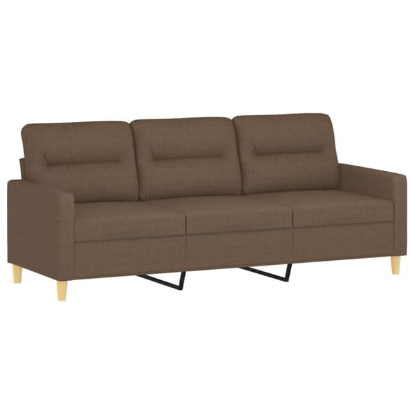 3-personers sofa med pyntepuder 180 cm stof brun