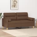 Miniatyrbild 1 av 8: 2-sits soffa med prydnadskuddar brun 140 cm tyg