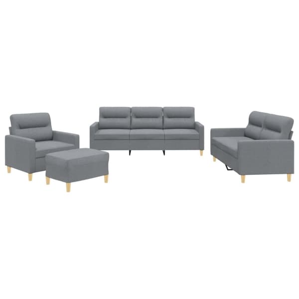 4-osainen lounge-setti, verhoiltu kankaalla, vaaleanharmaa