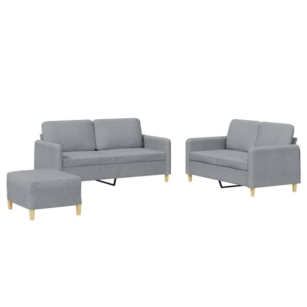 sofasæt 3 dele med hynder stof lysegrå