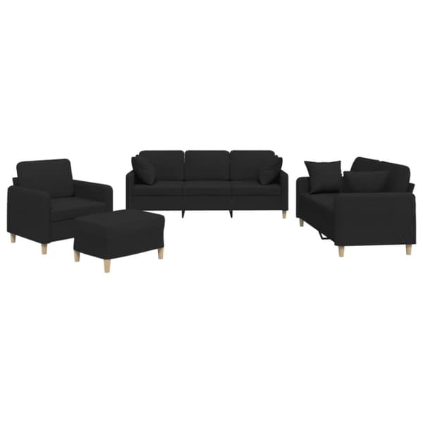 sofasæt 4 dele med puder stof sort