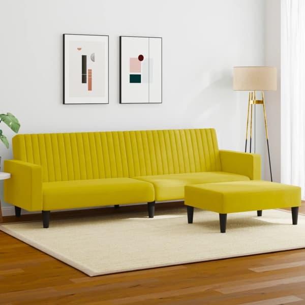 sofasæt 2 dele velour gul