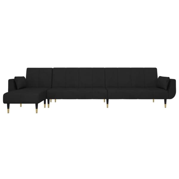 L-formad bäddsoffa svart 275x140x70 cm sammet