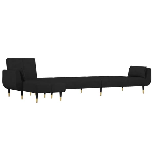 L-formad bäddsoffa svart 275x140x70 cm sammet