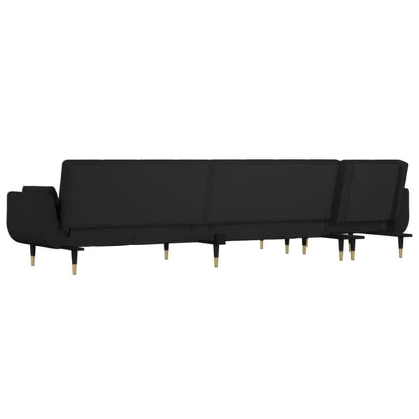 L-formad bäddsoffa svart 275x140x70 cm sammet