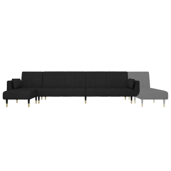 L-formad bäddsoffa svart 275x140x70 cm sammet