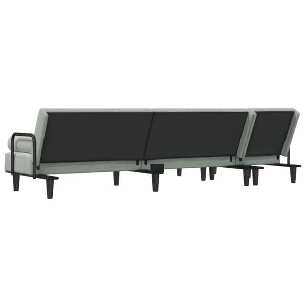 L-formad bäddsoffa ljusgrå 260x140x70 cm sammet