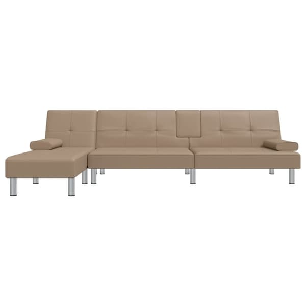 L-formad bäddsoffa cappuccino 255x140x70 cm konstläder