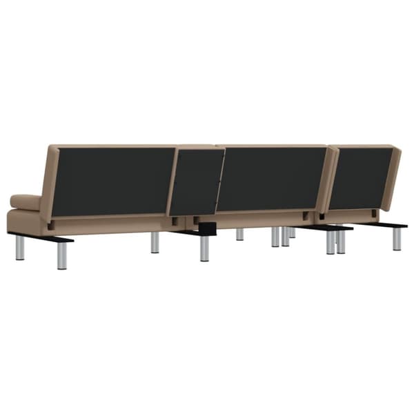 L-formad bäddsoffa cappuccino 255x140x70 cm konstläder
