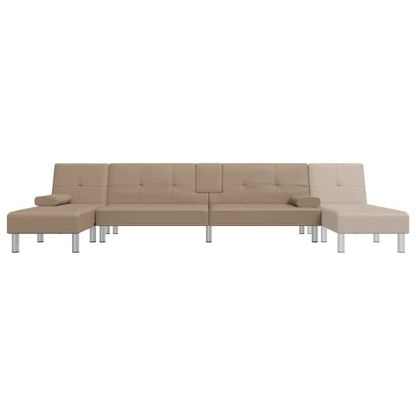 L-formad bäddsoffa cappuccino 255x140x70 cm konstläder