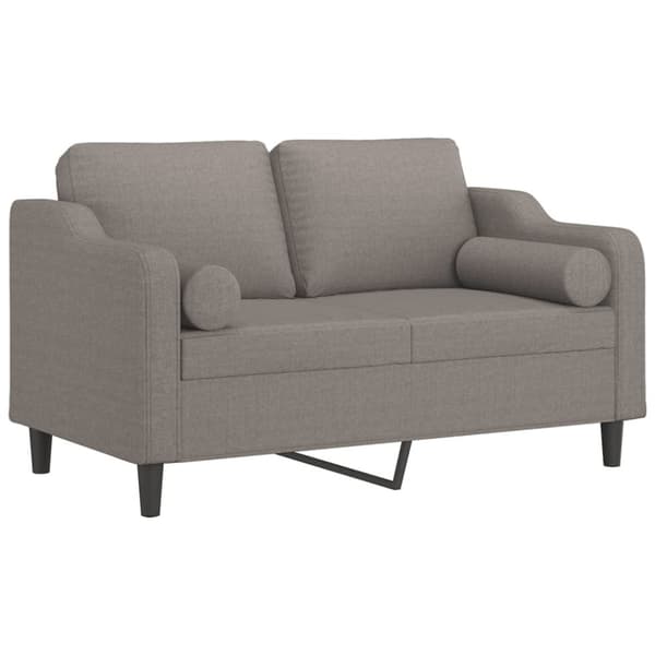 2-sits soffa med prydnadskuddar taupe 120 cm tyg