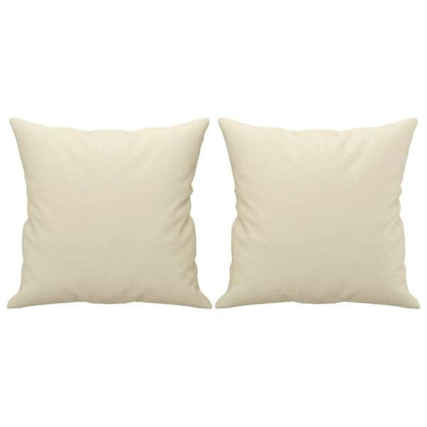 2-personers sofa med pyntepuder 140 cm kunstlæder cremefarvet