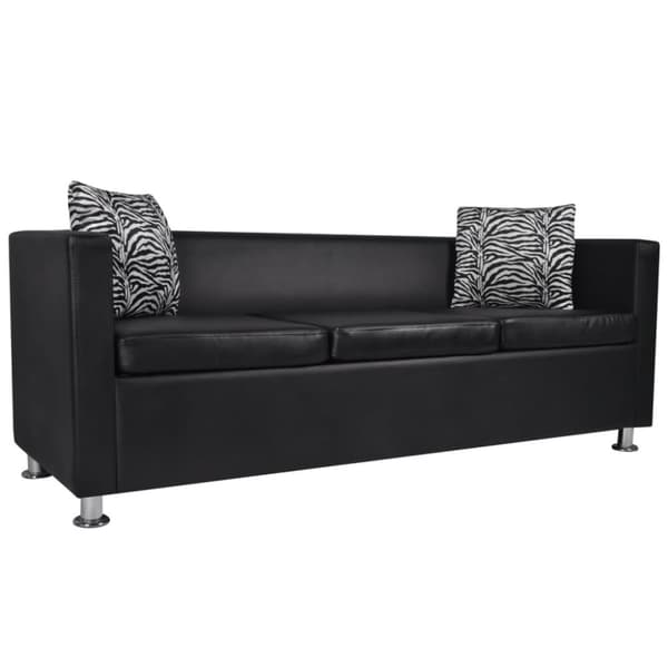 sofasæt 3-pers. og 2-pers. sofa m. lænestol kunstlæder sort