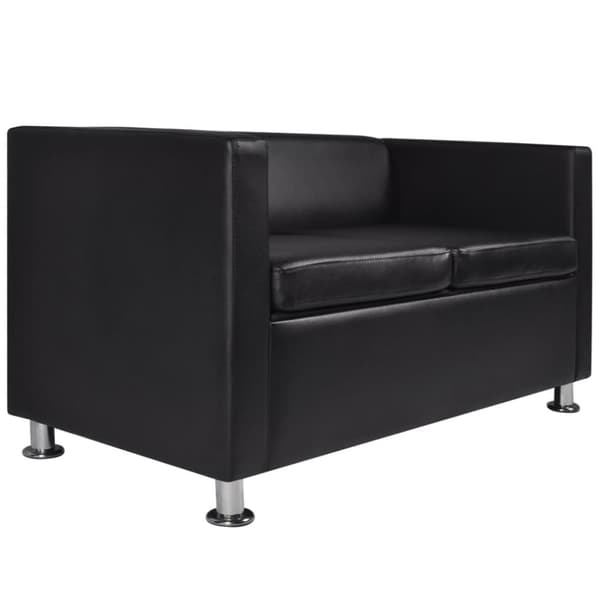 sofasæt 3-pers. og 2-pers. sofa m. lænestol kunstlæder sort