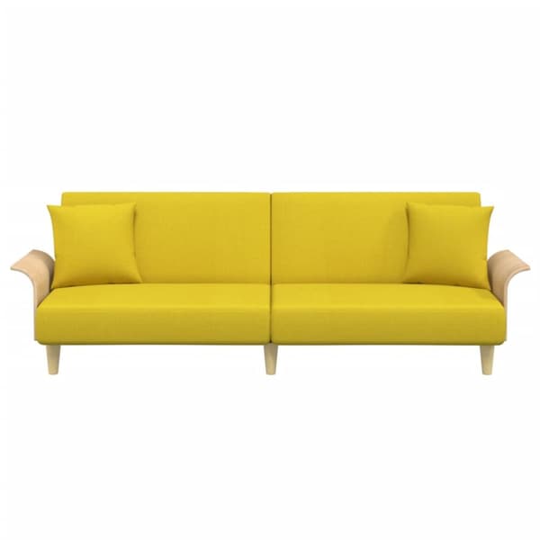 Bäddsoffa med armstöd ljusgul tyg