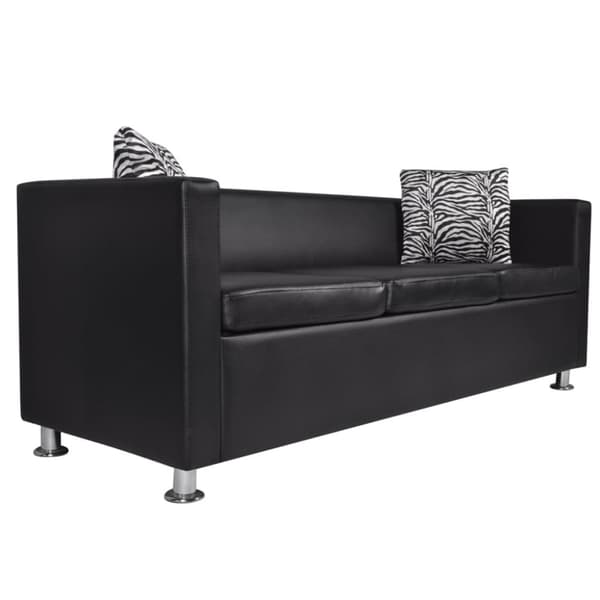 Soffa 3-sits konstläder svart