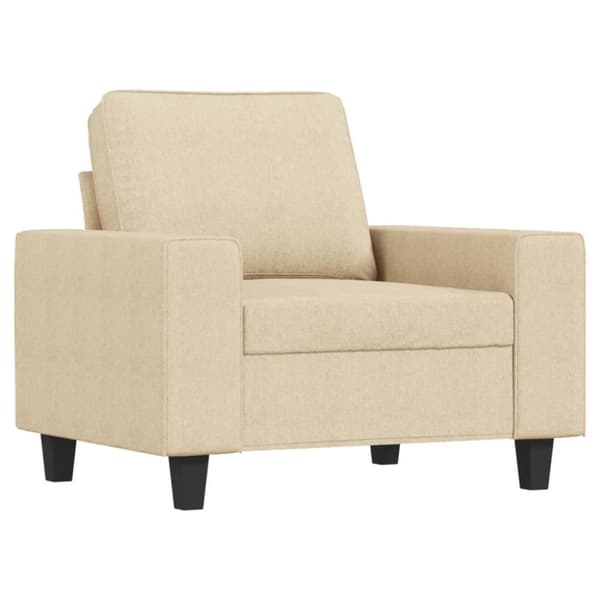 sofastol med fodskammel 60 cm Stof cremefarvet