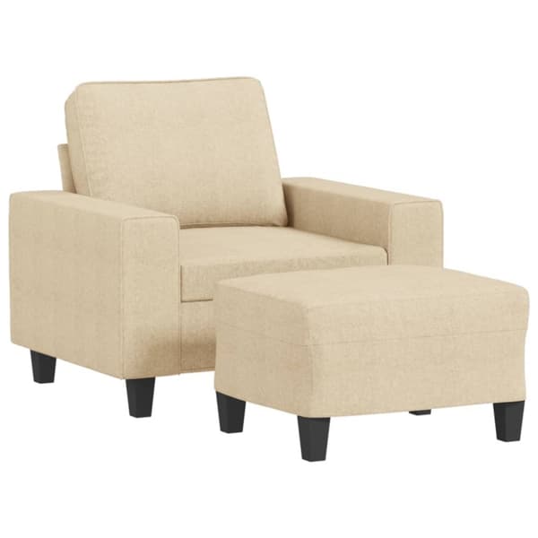 sofastol med fodskammel 60 cm Stof cremefarvet