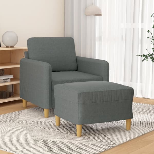 Nojatuoli jalkatuella, tummanharmaa, 60 cm, verhoiltu kankaalla