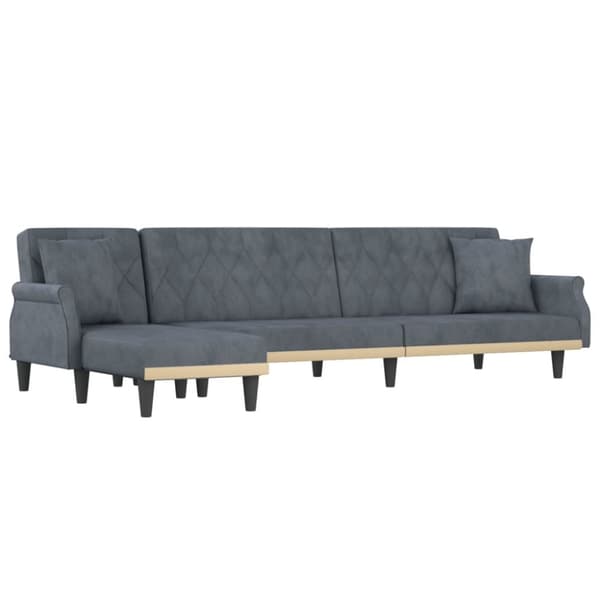 L-formad soffa mörkgrå 271x140x70 cm sammet