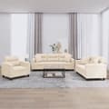 Pikkukuva 1 / 9: Soffgrupp med kuddar 3 delar Beige mikrofibertyg