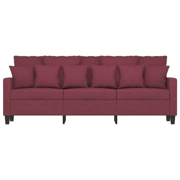 3-sitssoffa vinröd 180 cm tyg