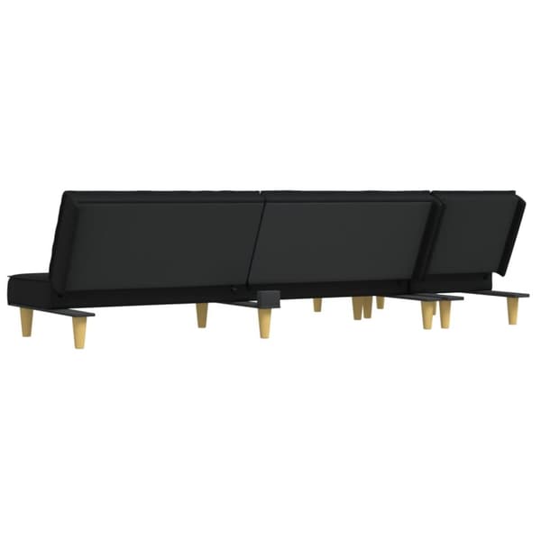L-formad bäddsoffa svart 255x140x70 cm tyg