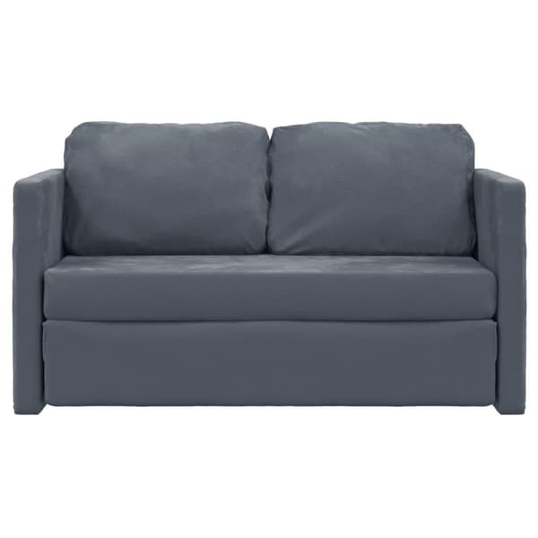 Golvbäddsoffa 2-i-1 mörkgrå 122x204x55 cm sammet