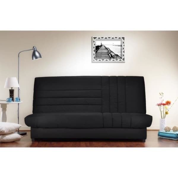 COMFORT BULTEX 3-sits bäddsoffa - Svart tyg - Made in France - L 192 x D 95 cm - BEIJA