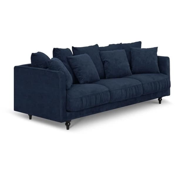 4-sits fast rak soffa - Blått tyg - Klassisk - L 212 x D 93 cm - CONSTANCE