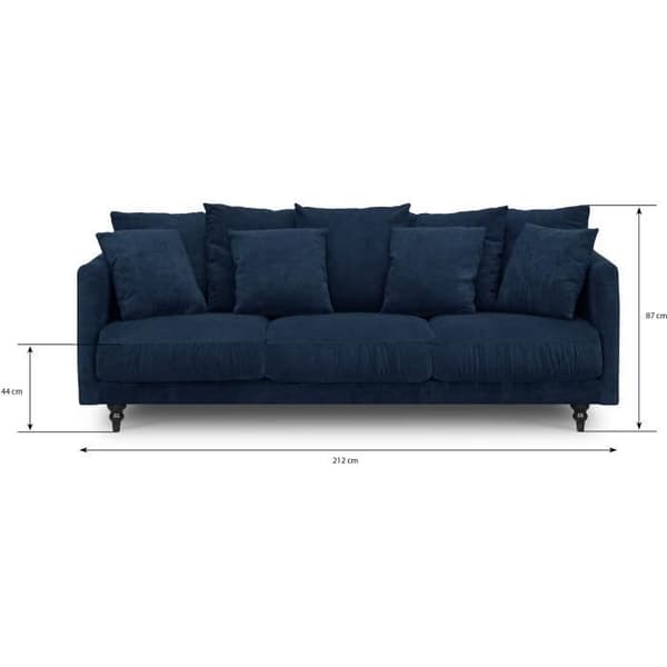 4-sits fast rak soffa - Blått tyg - Klassisk - L 212 x D 93 cm - CONSTANCE
