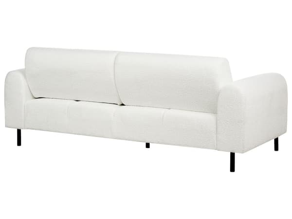 Sofa Hvit Boucle Stoff Metallben 3 Seter Klassisk Sofa Settee Justerbar ryggstøtte Stue Moderne