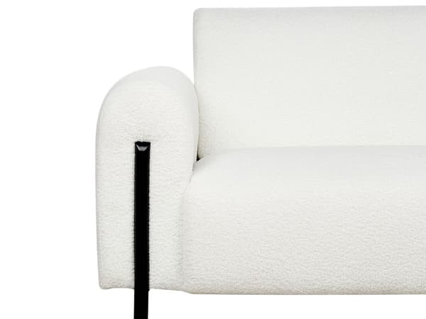 Sofa Hvit Boucle Stoff Metallben 3 Seter Klassisk Sofa Settee Justerbar ryggstøtte Stue Moderne