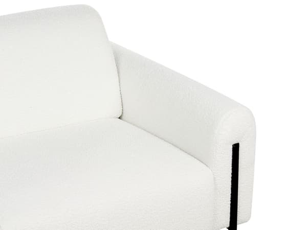 Sofa Hvit Boucle Stoff Metallben 3 Seter Klassisk Sofa Settee Justerbar ryggstøtte Stue Moderne