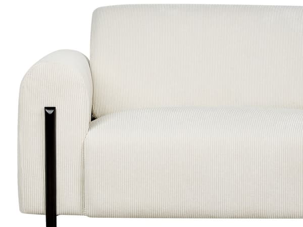 Sofa Hvit Kordfløyel Stoff Metallben 3 Seter Klassisk Sofa Settee Justerbar Ryggstøtte Stue Moderne